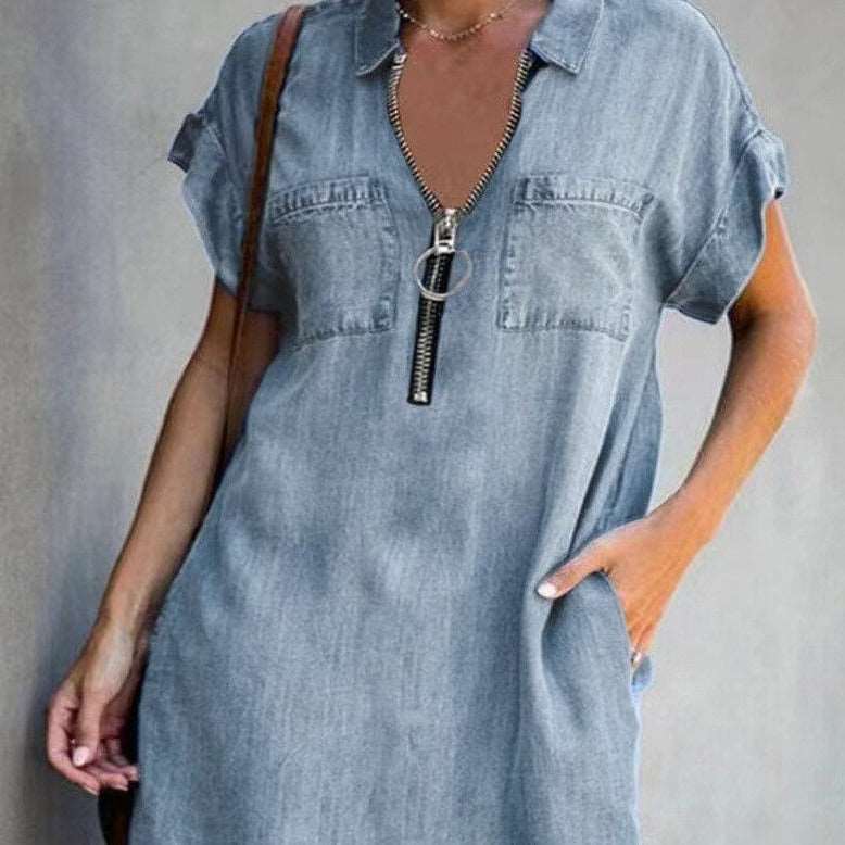Denim Dress With Zip Closure Discover the ultimate fusion of style and – Hi  Tech Glam Ltd