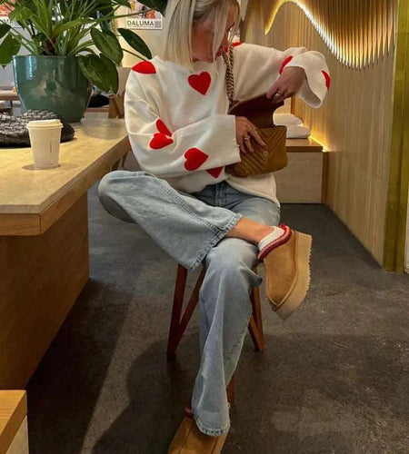 Embroidered Red Heart Sweater