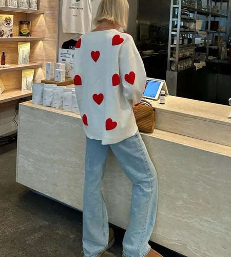 Embroidered Red Heart Sweater