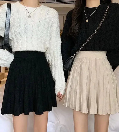 High Waist Knitted Mini Skirt for Women